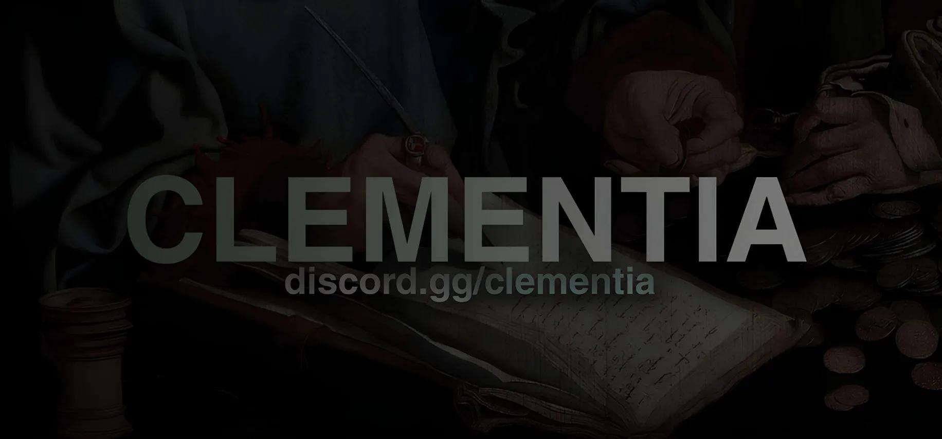 Discovery splash banner for Clementia Discord server