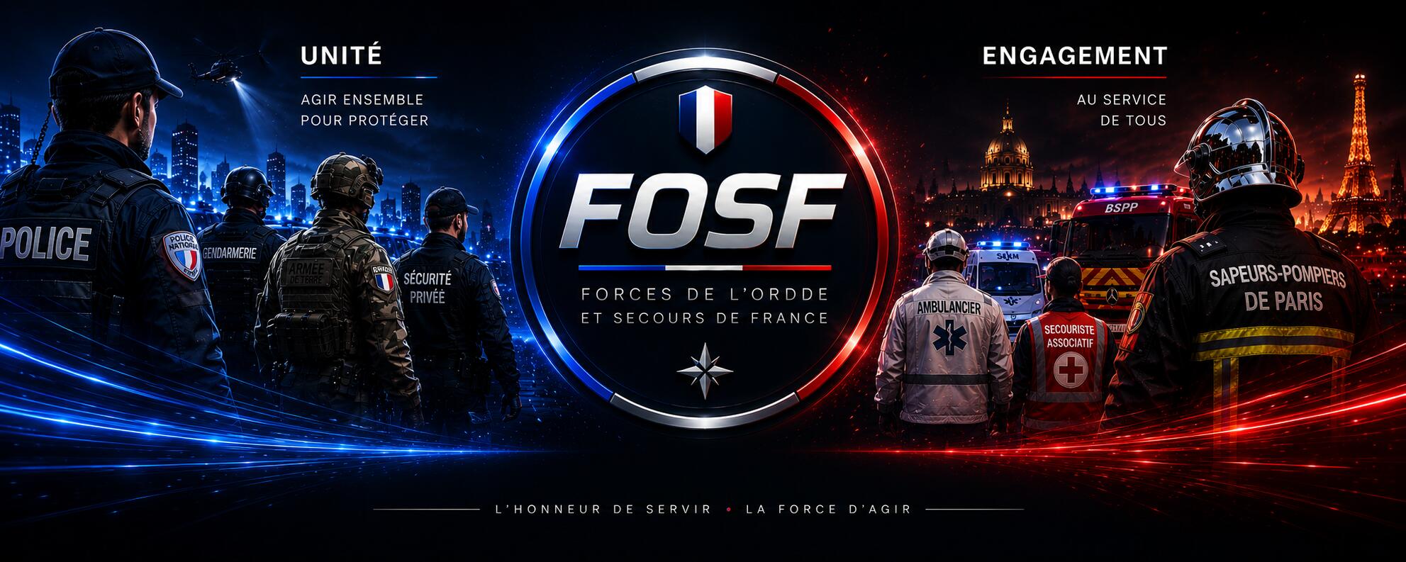Discovery splash banner for Forces de l'Ordre & Secours de France Discord server