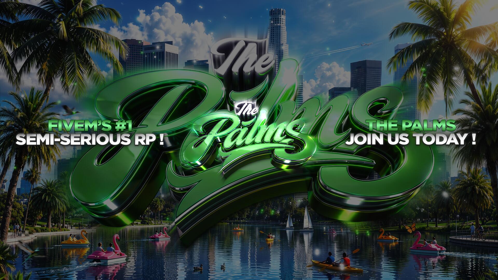 Discovery splash banner for The Palms | 08/07/26 Discord server