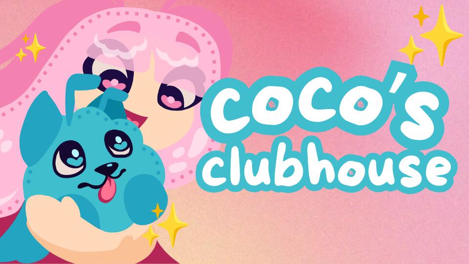 Discovery splash banner for coco's clubhouse 💖 Discord server