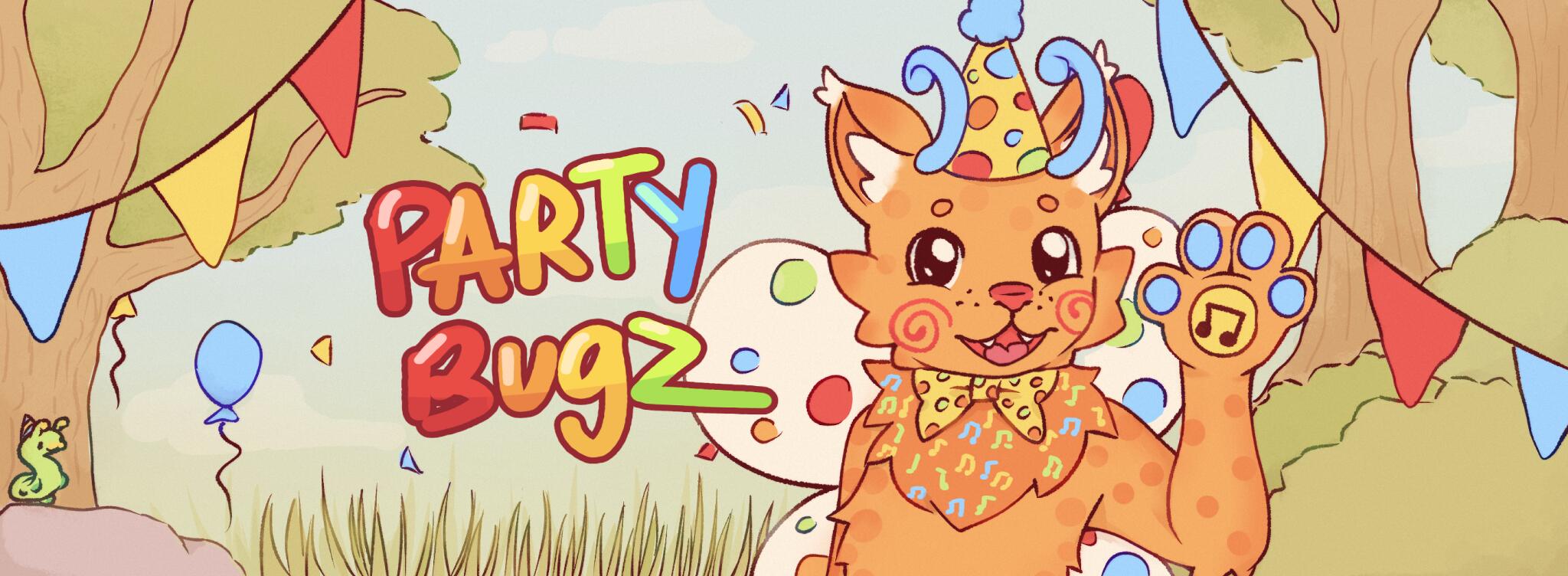 Discovery splash banner for PartyBugz | 16+ 🐛 Discord server