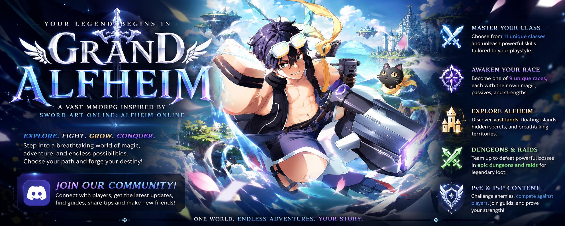 Discovery splash banner for Grand Alfheim Discord server