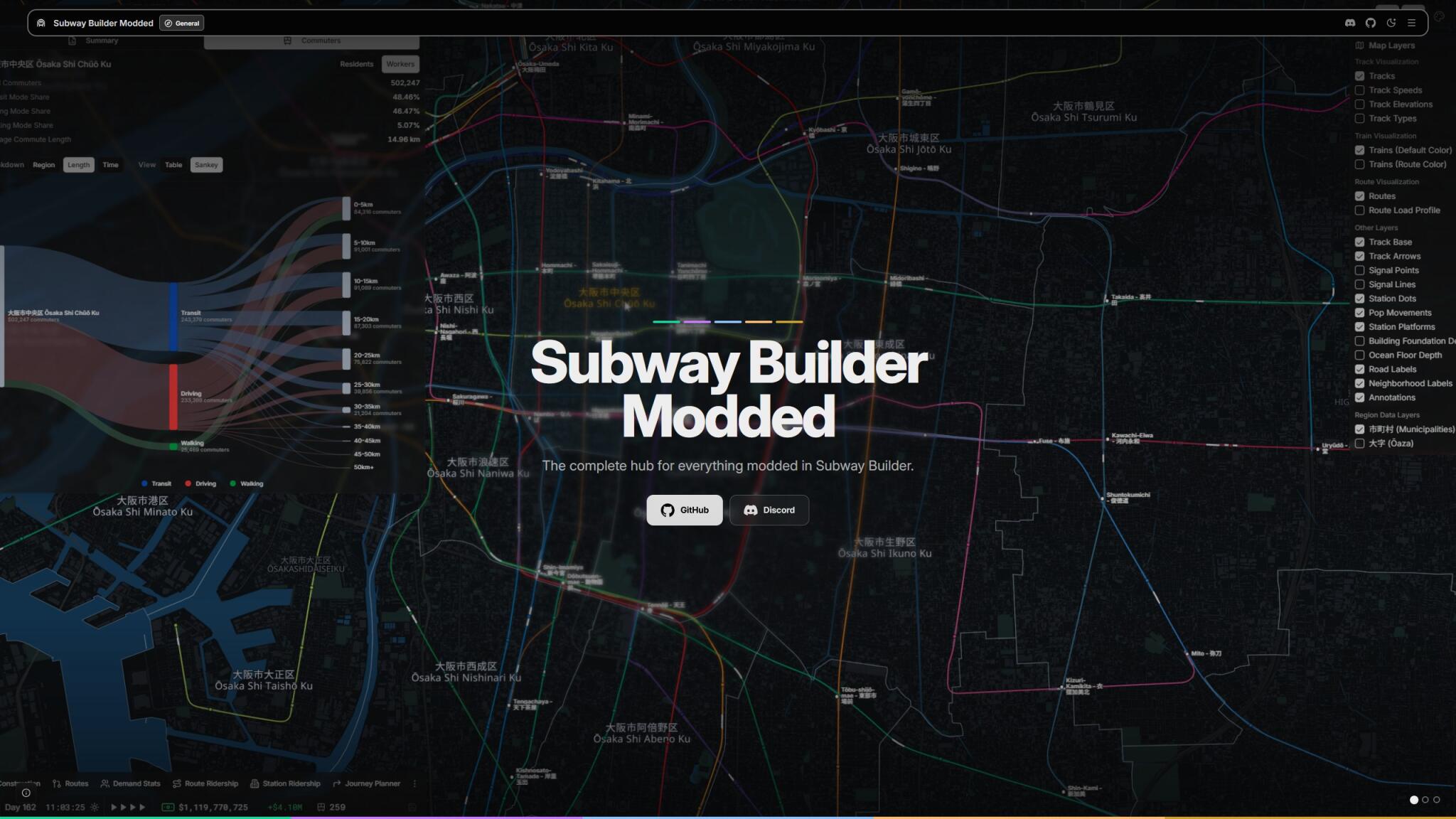 Discovery splash banner for Subway Builder Modded Discord server