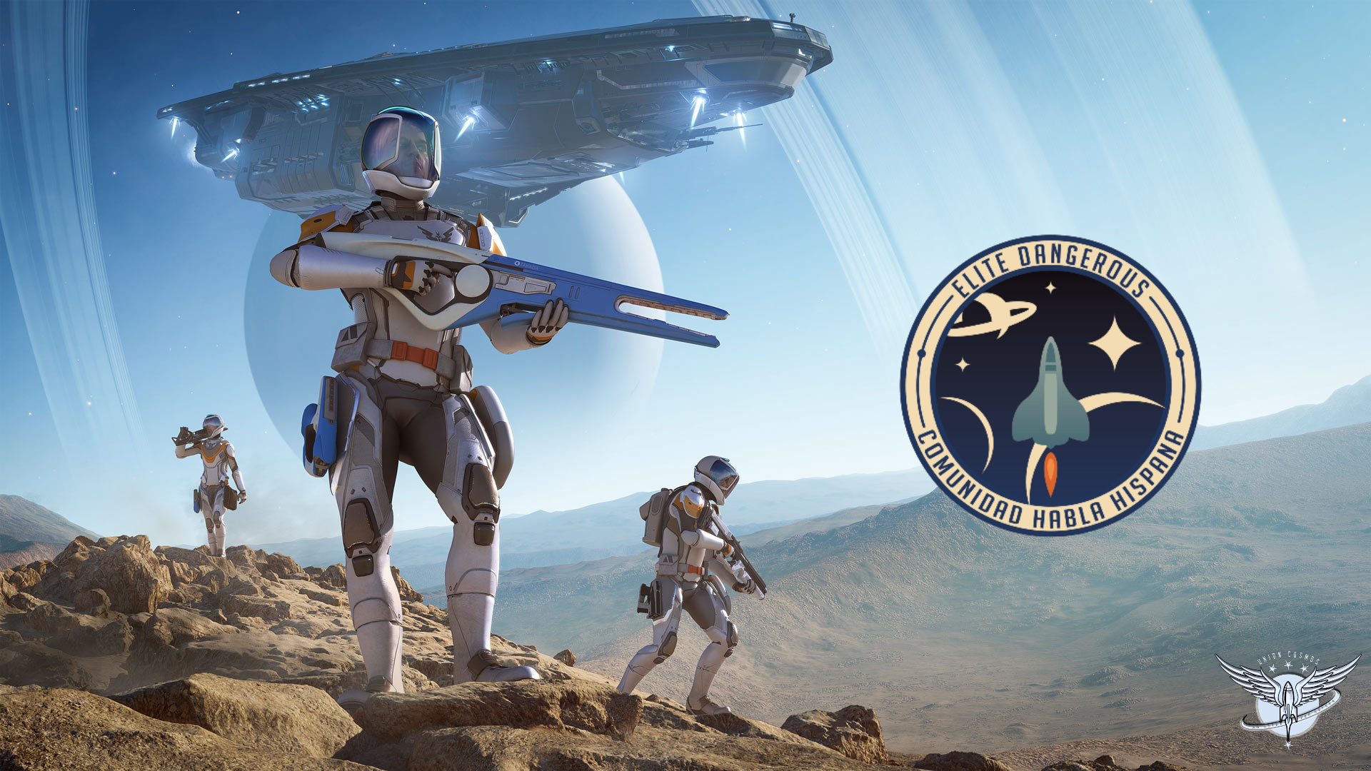 Discovery splash banner for Elite Habla Hispana (Unión Cosmos) Discord server