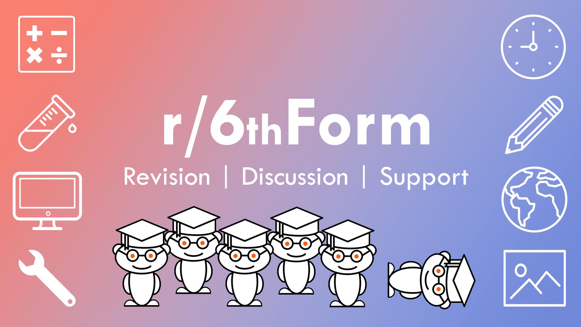 Discovery splash banner for r/6thForm Discord server