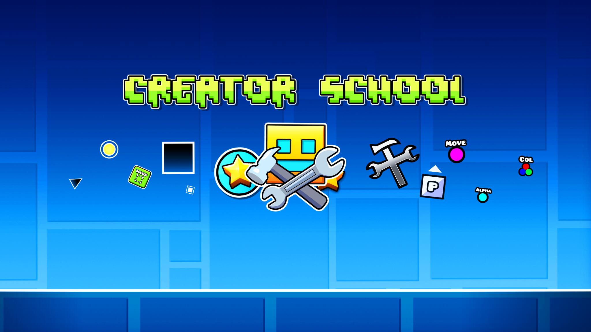 Discovery splash banner for Geometry Dash Creator School Discord server