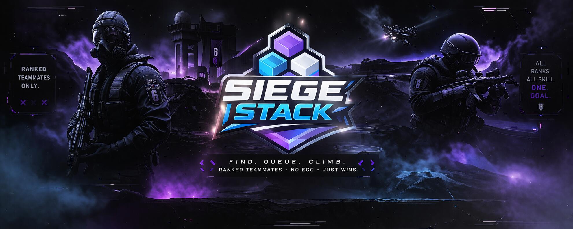 Discovery splash banner for SiegeStack | R6 Ranked LFP Discord server