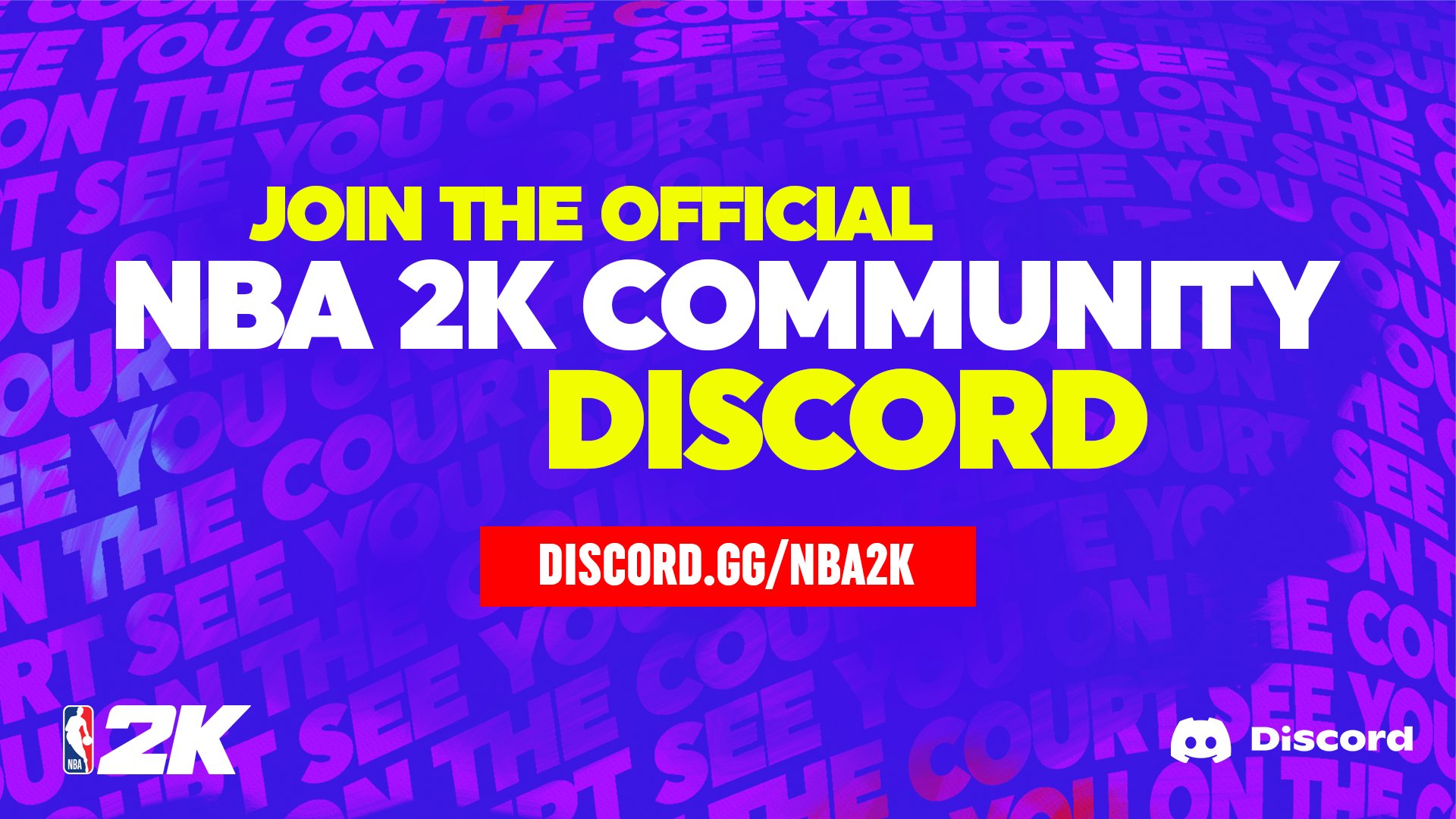 Discovery splash banner for NBA 2K26 Squad Finderยฎ Discord server