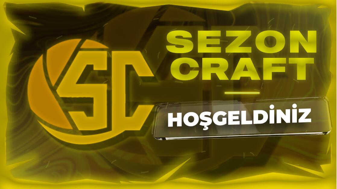 Discovery splash banner for SezonCraft | play.sezoncraft.com | Survival | SkyBlock Discord server