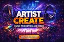 Discovery splash banner for Artist Create 🔥 | helping Indi Artists Discord server